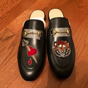 New Gucci princetown appliqué leather slipper